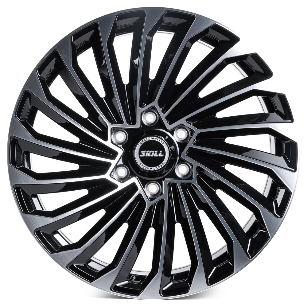Легковой диск Skill Wheels SV603 9x20 6x139,7 ET28 106,1 чёрный глянцевый + полированные спицы