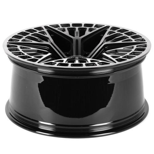 Легковой диск Skill Wheels SV762-CT400 10x22 6x139,7 ET10 77,8 чёрный глянцевый + полированные спицы + тёмный лак