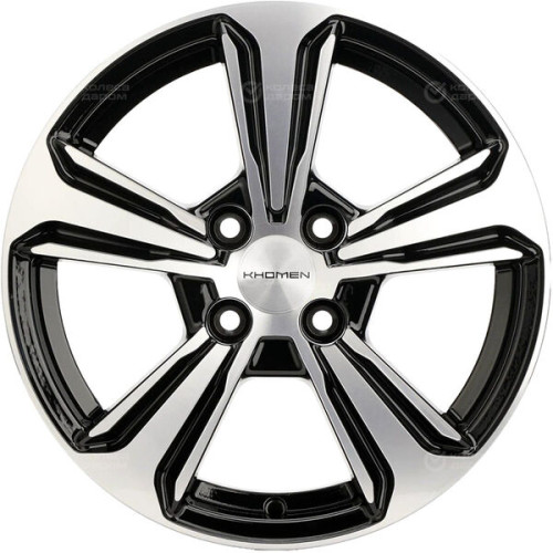 Колесный диск KHOMEN KHW1502 (ZV15_Solano) 6xR15 4x100 ET45 DIA54.1 глянцевый черный с полированной лицевой частью