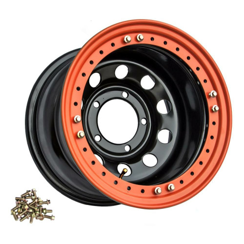 Легковой диск Off Road Wheels Тойота Ниссан бедлоком оранжевый 8x15 6x139,7 ET-19 110 черный