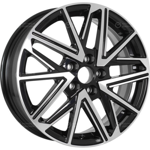 Колесный диск Carwel Галилео 6xR16 5x105 ET38 DIA56.6 чёрный глянцевый с полированной лицевой поверхностью