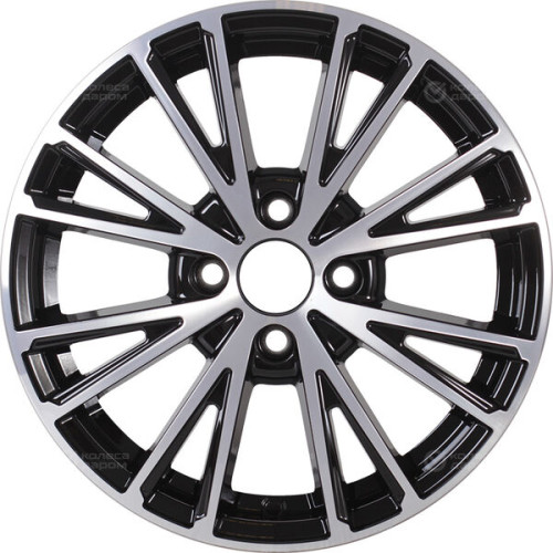 Колесный диск КиК Меандр-оригинал 6xR15 4x100 ET46 DIA54.1 черный глянцевый с полированными элементами лицевой поверхности