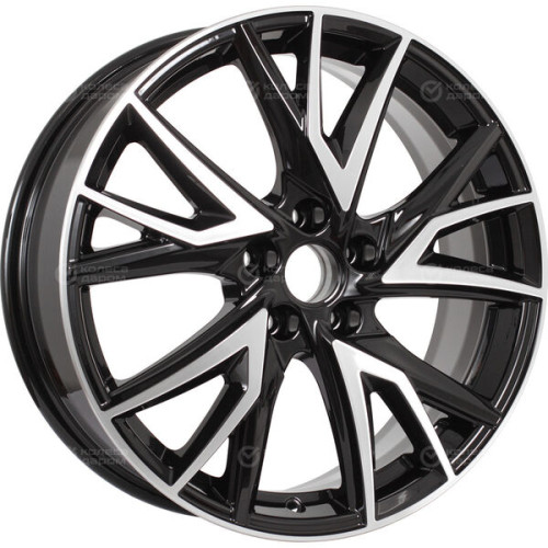 Колесный диск КиК Кайлас 6.5xR18 5x114.3 ET38 DIA67.1 черный глянцевый с полированными элементами лицевой поверхности