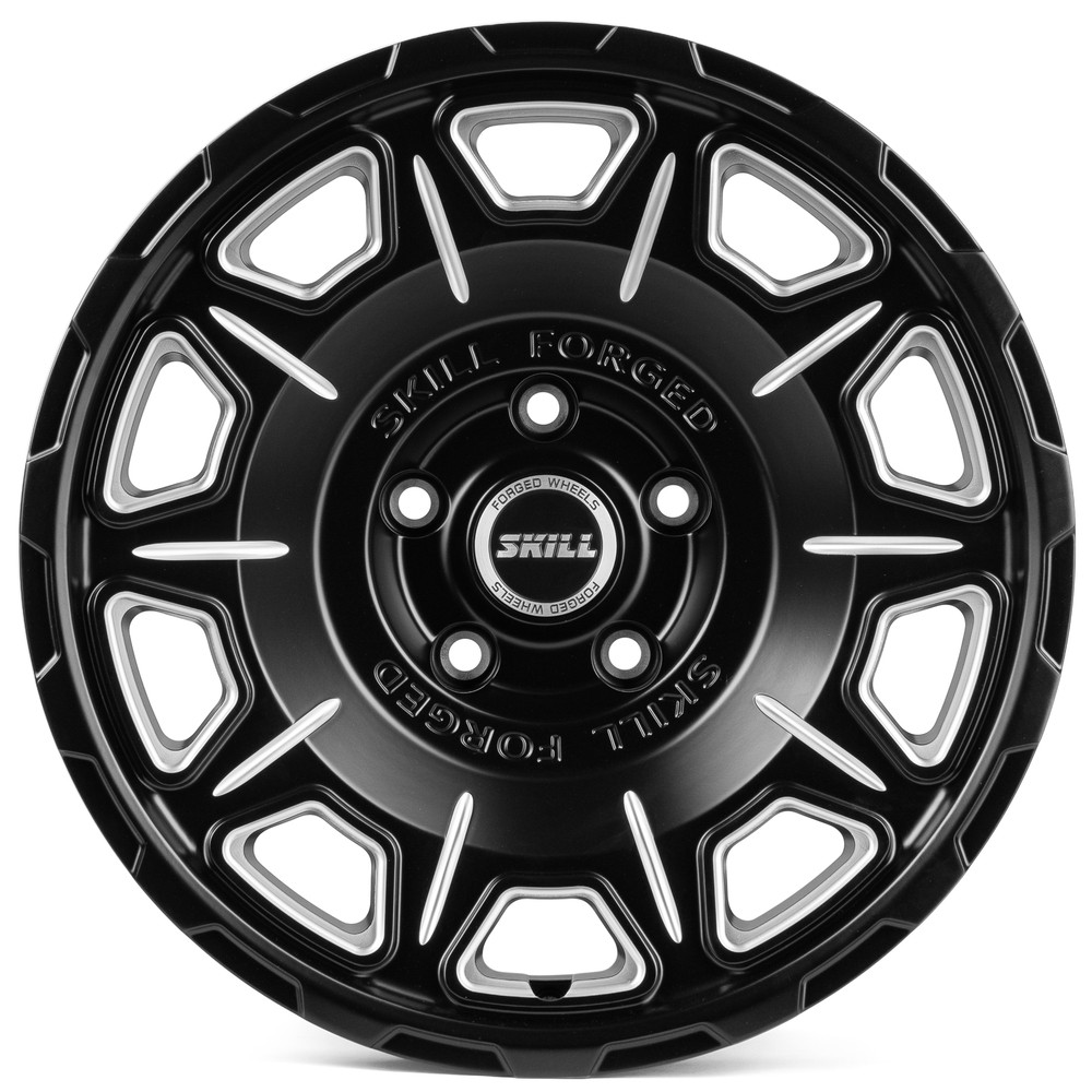 Легковой диск Skill Wheels SV164 9x17 5x127 ET 71,6 чёрный матовый + полированные спицы