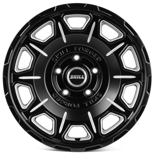 Легковой диск Skill Wheels SV164 9x17 5x127 ET 71,6 чёрный матовый + полированные спицы