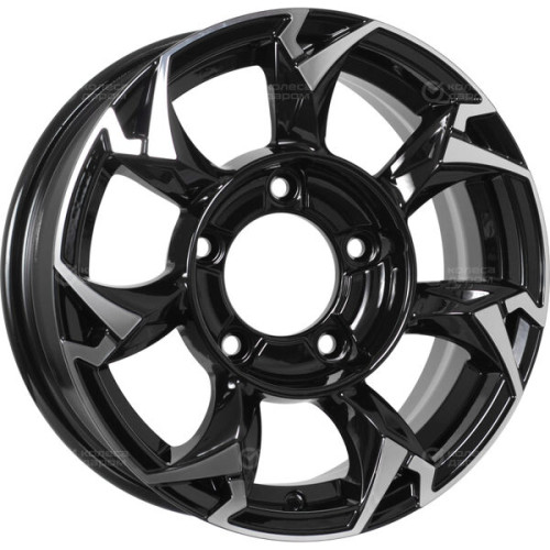 Колесный диск KHOMEN KHW1505 (Niva 4x4) 5.5xR15 5x139.7 ET5 DIA98.5 глянцевый черный с полированной лицевой частью