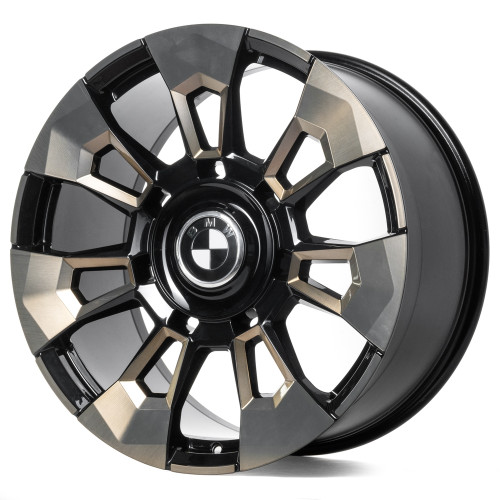 Легковой диск CMST SL374 11x22 5x112 ET44 66,6 чёрный + полированные спицы под бронзовым лаком