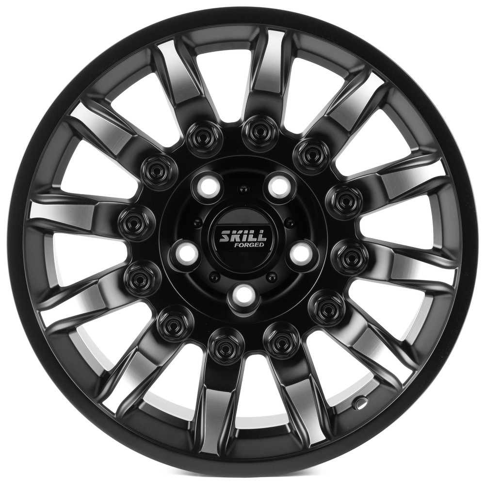 Легковой диск Skill Wheels SV637-SL178 9x17 5x127 ET-12 71,5 чёрный матовый + полированные спицы