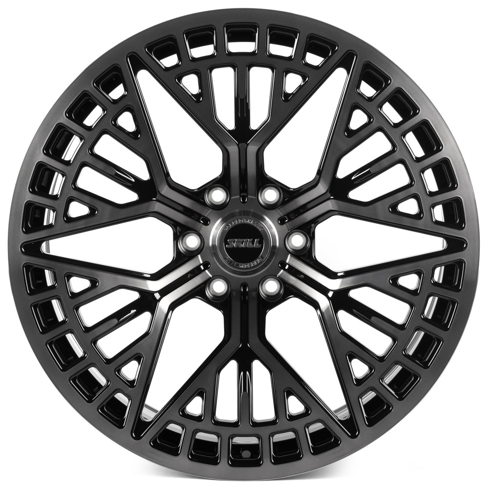 Легковой диск Skill Wheels SV762-CT400 10x22 6x139,7 ET10 77,8 чёрный глянцевый + полированные спицы + тёмный лак