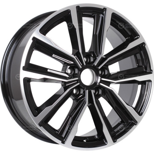 Колесный диск КиК Лацио 7.5xR17 5x114.3 ET35 DIA60.1 черный глянцевый с полированными элементами лицевой поверхности