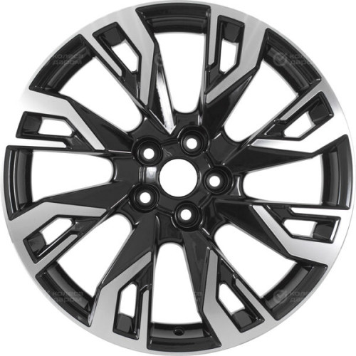 Колесный диск KHOMEN KHW1809 (18_ZV Haval DARGO) 7xR18 5x114.3 ET40 DIA66.5 глянцевый черный с полированной лицевой частью