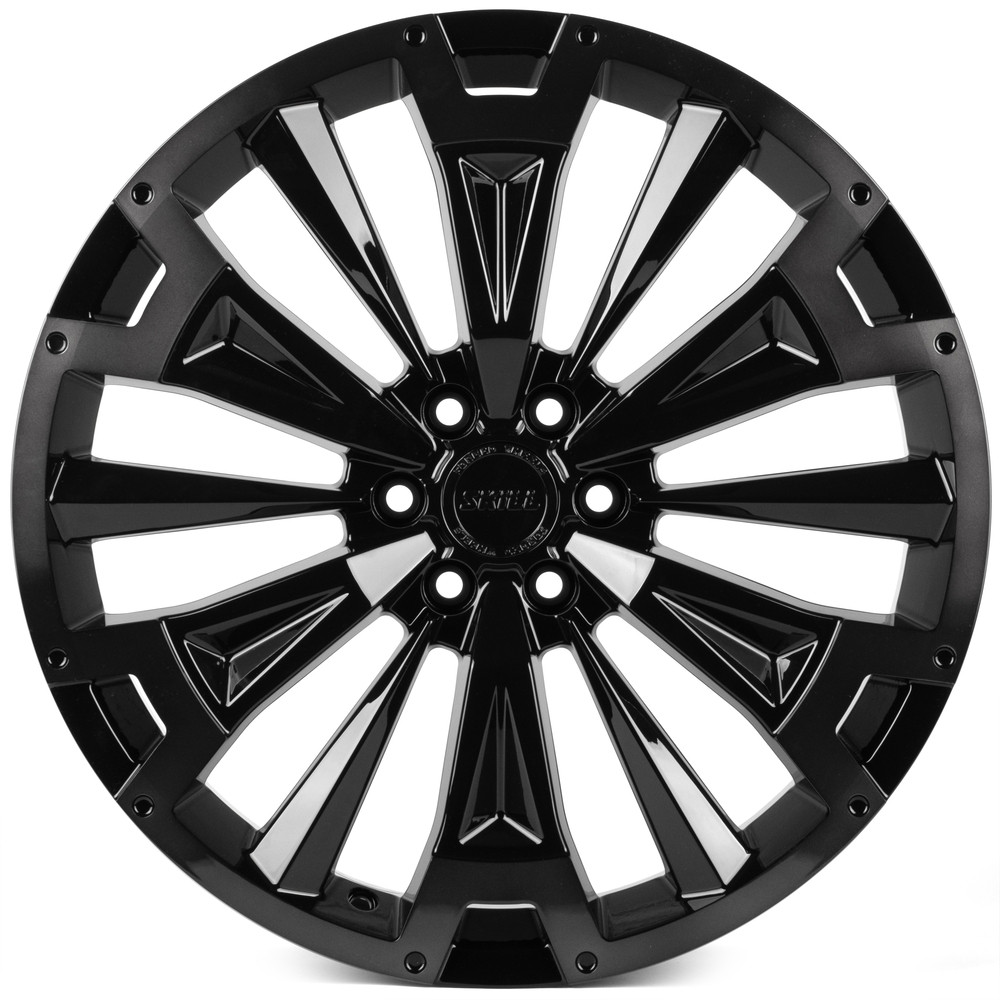Легковой диск Skill Wheels SV619 8x20 6x114,3 ET46 67,1 чёрный глянцевый + полированные спицы + лак