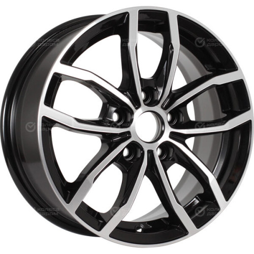 Колесный диск КиК Фрост 6.5xR15 5x112 ET43 DIA57.1 черный глянцевый с полированными элементами лицевой поверхности