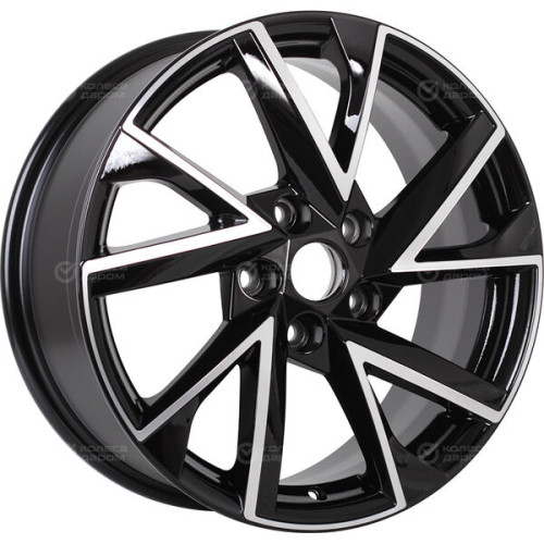 Колесный диск KHOMEN KHW1714 (ZV_17 Sportage) 7xR17 5x114.3 ET48.5 DIA67.1 глянцевый черный с полированной лицевой частью