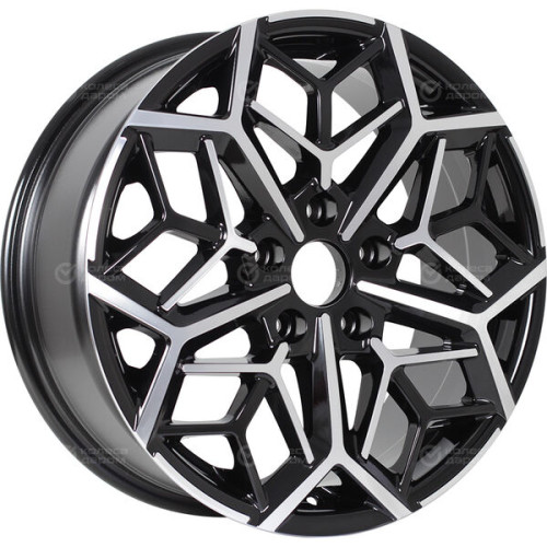 Колесный диск KDW KD1710 7xR17 5x114.3 ET50 DIA66.1 глянцевый черный с полированной лицевой частью