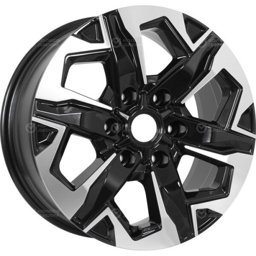 Колесный диск КиК Тейт 7.5xR17 6x139.7 ET25 DIA78.1 черный глянцевый с полированными элементами лицевой поверхности