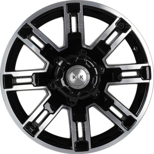 Колесный диск КиК Полюс 7.5xR16 6x139.7 ET30 DIA67.1 черный глянцевый с полированными элементами лицевой поверхности