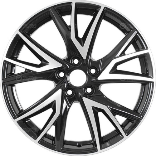 Колесный диск КиК Кайлас 6.5xR18 5x114.3 ET37 DIA66.6 черный глянцевый с полированными элементами лицевой поверхности