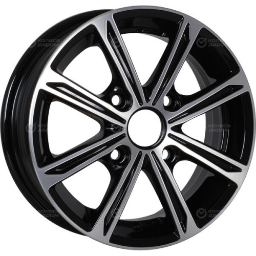 Колесный диск КиК Флэш 5xR14 4x100 ET45 DIA67.1 черный глянцевый с полированными элементами лицевой поверхности