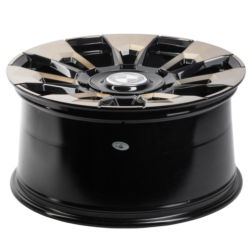 Легковой диск CMST SL374 10x22 5x112 ET21 66,6 чёрный + полированные спицы под бронзовым лаком