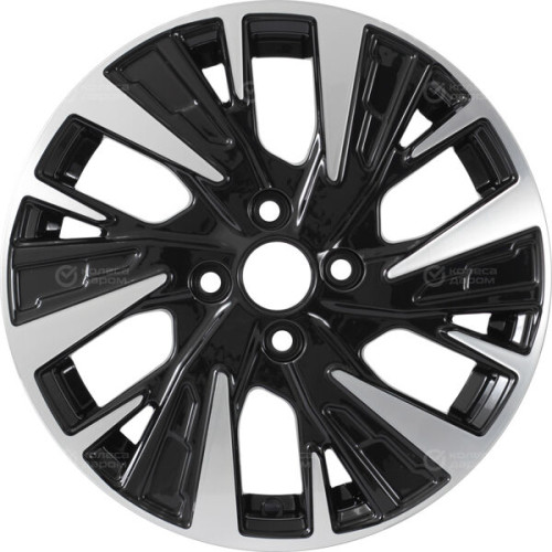 Колесный диск KDW KD1580 6xR15 4x100 ET39 DIA67.1 черный глянцевый с полированными элементами лицевой поверхности
