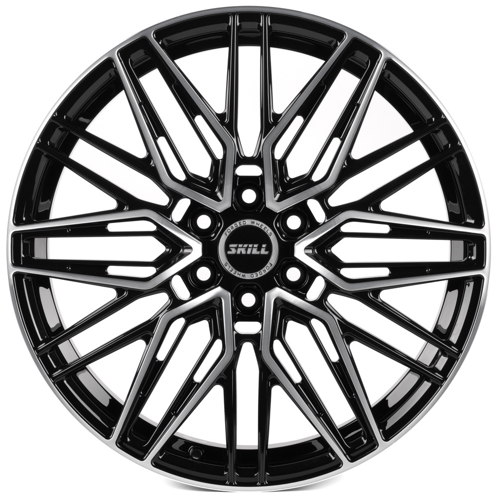 Легковой диск Skill Wheels SV178 8x19 6x114,3 ET46 67,1 чёрный глянцевый + полированные спицы