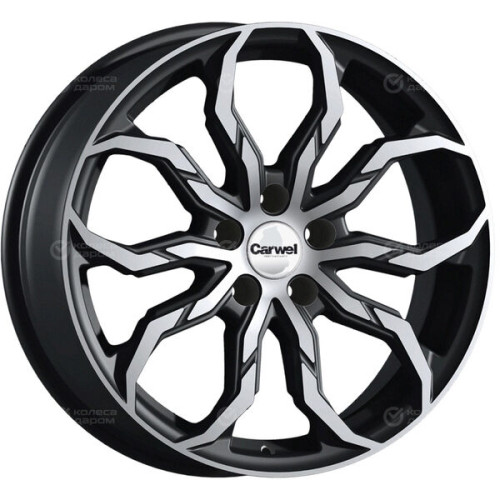 Колесный диск Carwel Аргунь 234 7.5xR18 5x108 ET45 DIA63.35 чёрный глянцевый с полированной лицевой поверхностью