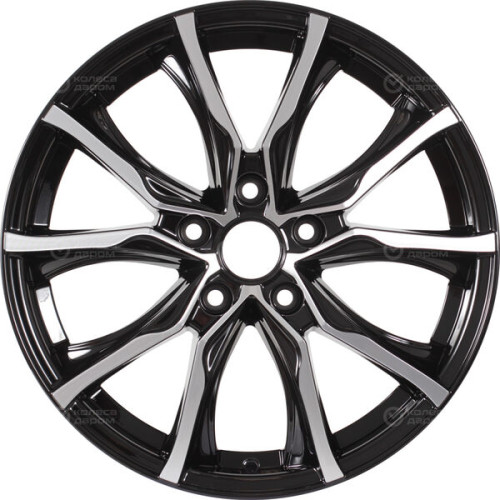 Колесный диск КиК Твист 7.5xR17 5x108 ET50 DIA63.35 черный глянцевый с полированными элементами лицевой поверхности