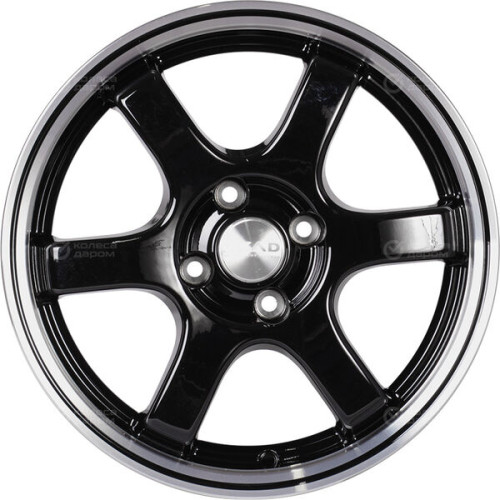 Колесный диск СКАД Киото 6xR15 5x100 ET38 DIA57.1 чёрный глянцевый с полированным ободом