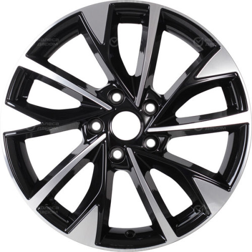 Колесный диск КиК Роквуд 7xR17 5x114.3 ET45 DIA60.1 черный глянцевый с полированными элементами лицевой поверхности