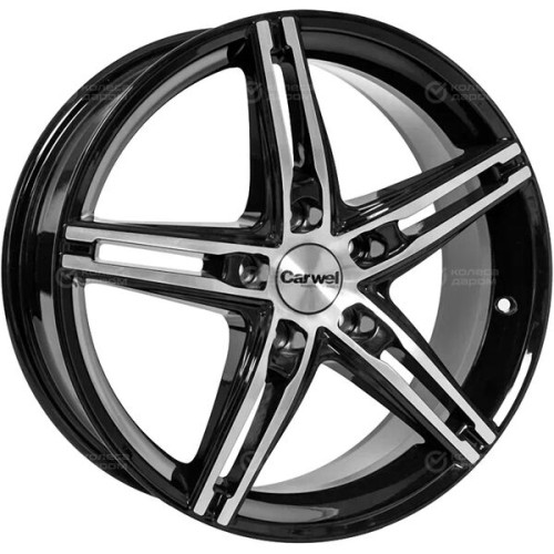 Колесный диск Carwel Альфа 118 7xR17 5x100 ET40 DIA67.1 чёрный глянцевый с полированной лицевой поверхностью