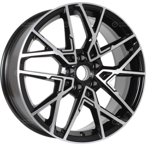 Колесный диск КиК Вудроф 7xR18 5x108 ET50 DIA63.35 черный глянцевый с полированными элементами лицевой поверхности