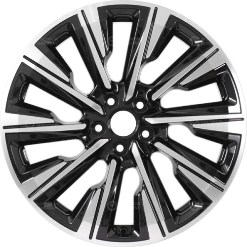 Колесный диск КиК Галего 7.5xR19 5x114.3 ET39 DIA66.1 черный глянцевый с полированными элементами лицевой поверхности