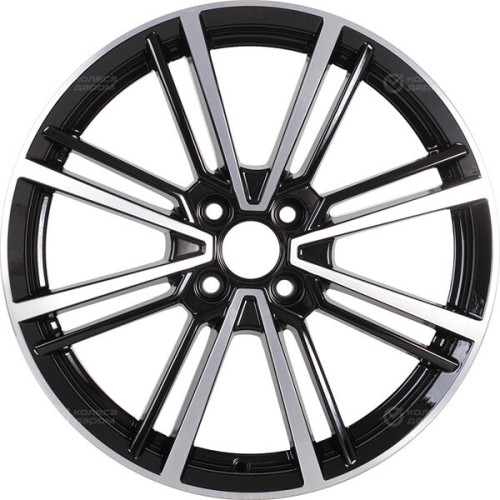 Колесный диск КиК Эрфурт 7xR17 4x100 ET45 DIA67.1 черный глянцевый с полированными элементами лицевой поверхности