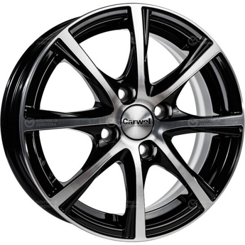 Колесный диск Carwel Легран 5.5xR14 4x100 ET42 DIA56.6 чёрный глянцевый с полированной лицевой поверхностью