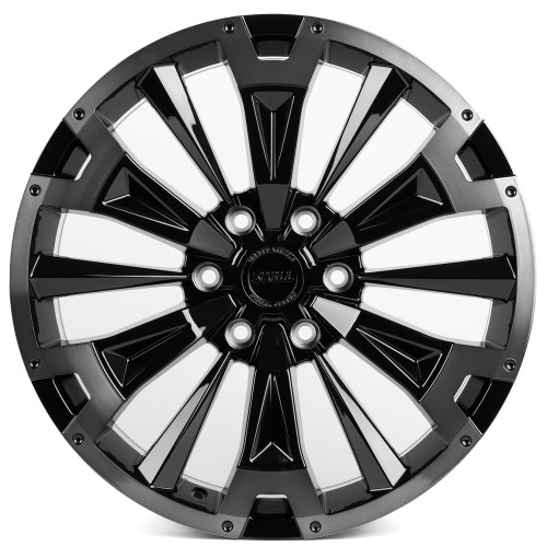 Легковой диск Skill Wheels SV619 9x20 6x139,7 ET50 95,1 чёрный глянцевый + полированные спицы + тёмный лак