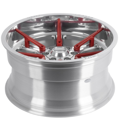 Легковой диск Skill Wheels SD102 10x20 6x139,7 ET-18 77,8 зеркальная полировка + красные спицы