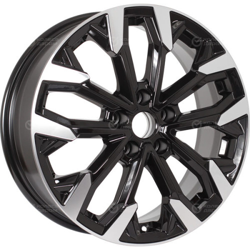 Колесный диск КиК Морейн 6.5xR17 5x100 ET38 DIA57.1 черный глянцевый с полированными элементами лицевой поверхности