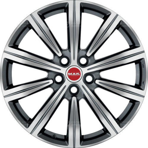 Колесный диск MAK Birmingham 9xR22 5x112 ET48 DIA66.6 серый с полированной лицевой частью
