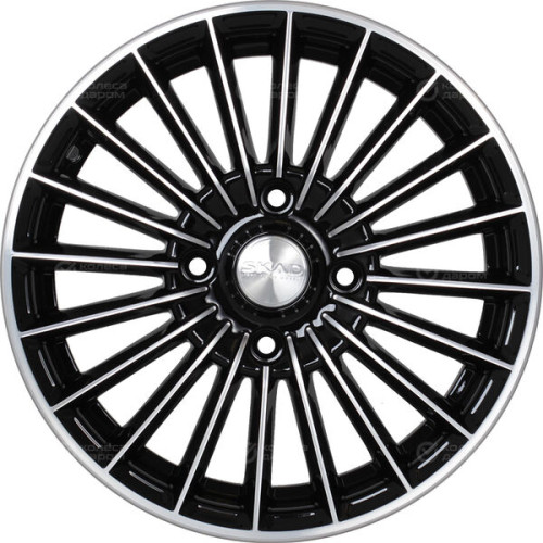 Колесный диск СКАД Веритас 6xR15 4x100 ET45 DIA67.1 черный глянцевый с полированной лицевой поверхностью