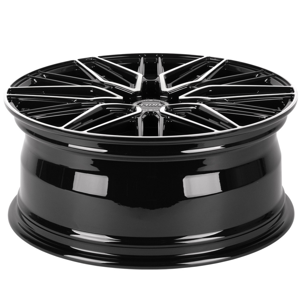 Легковой диск Skill Wheels SV178 8x19 6x114,3 ET46 67,1 чёрный глянцевый + полированные спицы