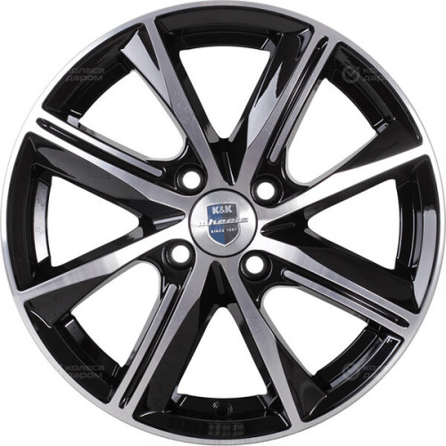 Колесный диск КиК Арнар 7xR17 5x112 ET49 DIA57.1 (уценка) черный глянцевый с полированными элементами лицевой поверхности