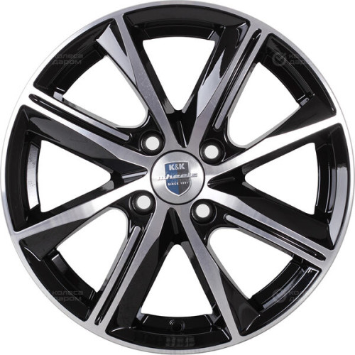 Колесный диск КиК Арнар-оригинал 6xR15 4x100 ET40 DIA60.1 черный глянцевый с полированными элементами лицевой поверхности