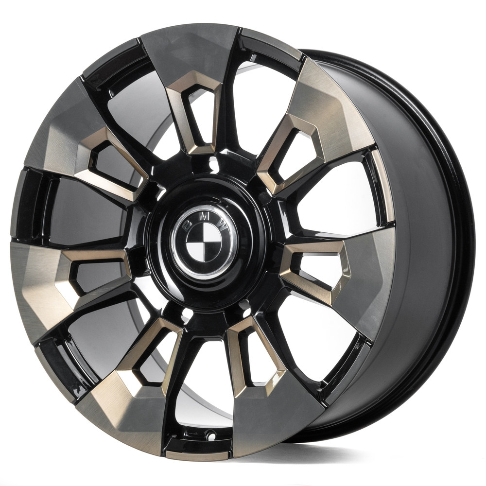 Легковой диск CMST SL374 10x22 5x112 ET21 66,6 чёрный + полированные спицы под бронзовым лаком