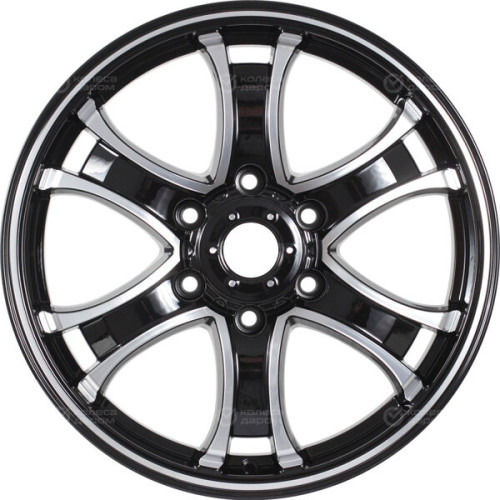 Колесный диск КиК Балеар (КС727) 7.5xR18 6x114.3 ET38 DIA67.1 черный глянцевый с полированными элементами лицевой поверхности