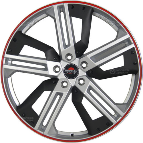 Колесный диск Yokatta MODEL-16 9xR20 5x112 ET56 DIA66.6 серебристый полированный + пластиковые вставки + красная полоса
