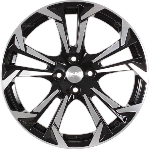 Колесный диск СКАД Дунай 7xR17 4x100 ET45 DIA60.1 черный глянцевый с полированной лицевой поверхностью