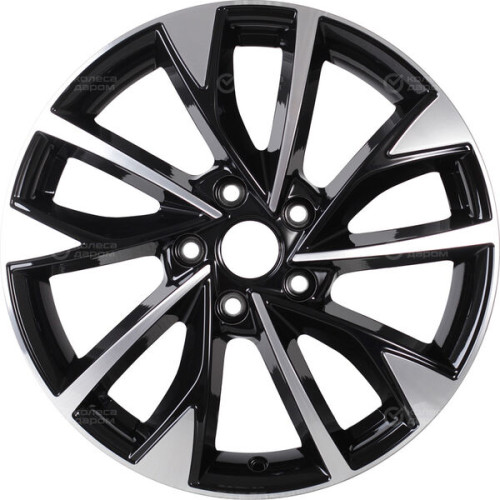 Колесный диск КиК Роквуд 7xR17 5x114.3 ET50 DIA60.1 (уценка) черный глянцевый с полированными элементами лицевой поверхности