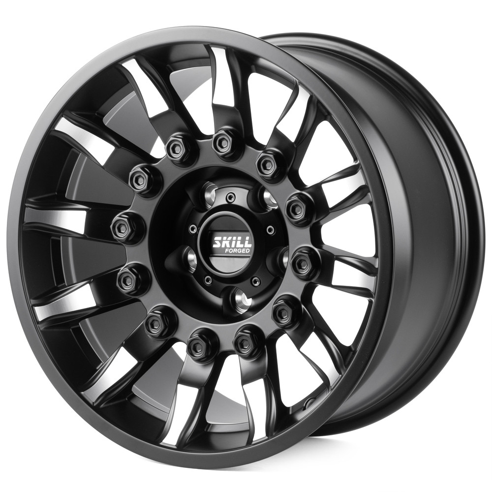 Легковой диск Skill Wheels SV637-SL178 9x17 5x127 ET-12 71,5 чёрный матовый + полированные спицы