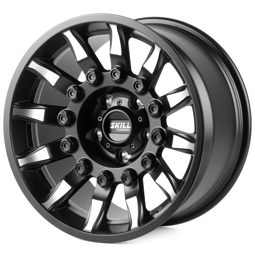 Легковой диск Skill Wheels SV637-SL178 9x17 5x127 ET-12 71,5 чёрный матовый + полированные спицы